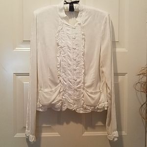 Ghost cream velvet ruffle jacket-Vintage